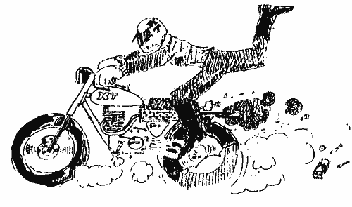 Karikatur: Auf dem Motorrad